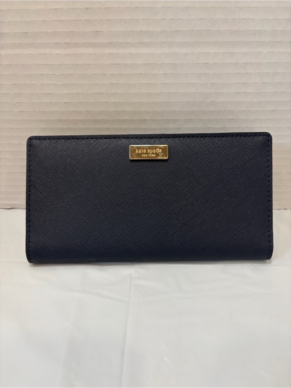 Kate Spade Navy Saffiano Wallet with Gold Logo